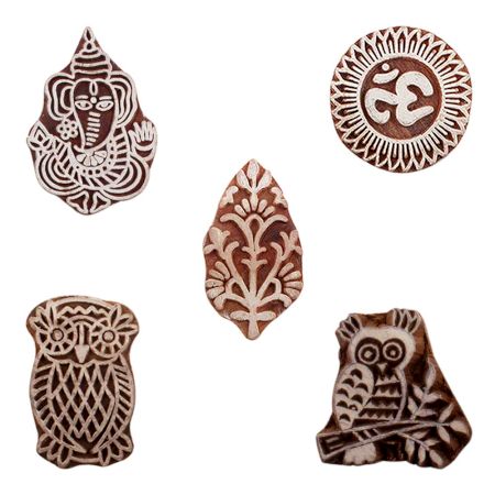 Set of 5 Piece New Mix Wooden Printing Blocks